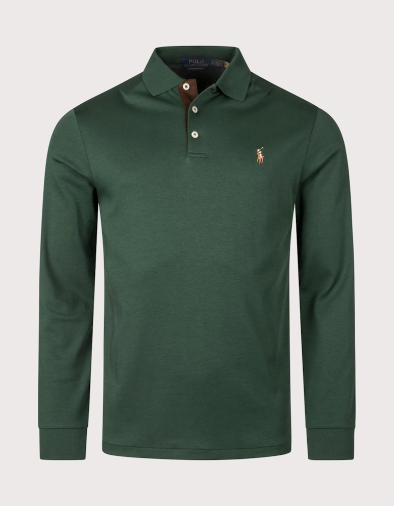 Custom Slim Fit Long Sleeve Soft Cotton Polo Shirt