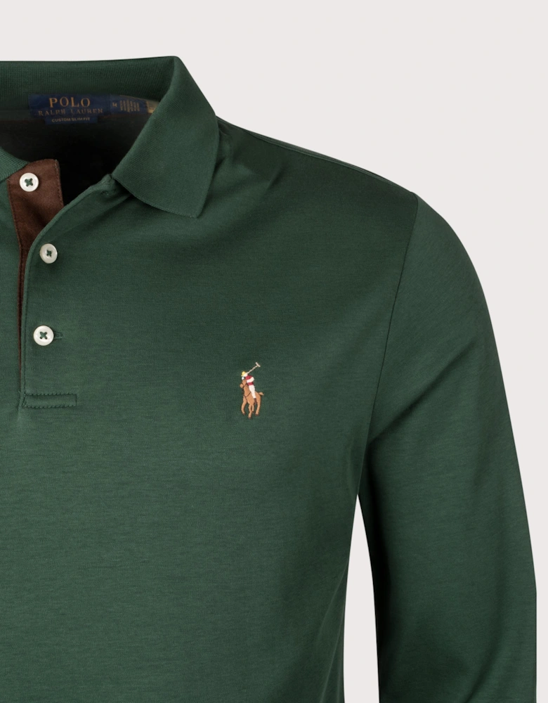 Custom Slim Fit Long Sleeve Soft Cotton Polo Shirt