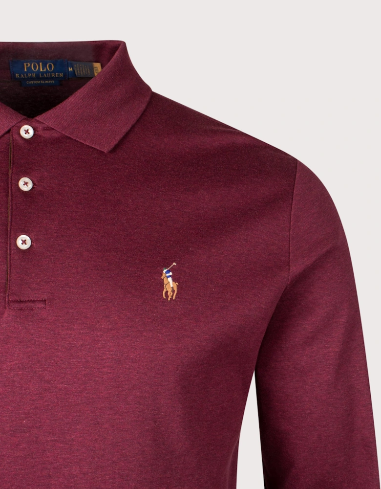 Custom Slim Fit Long Sleeve Soft Cotton Polo Shirt
