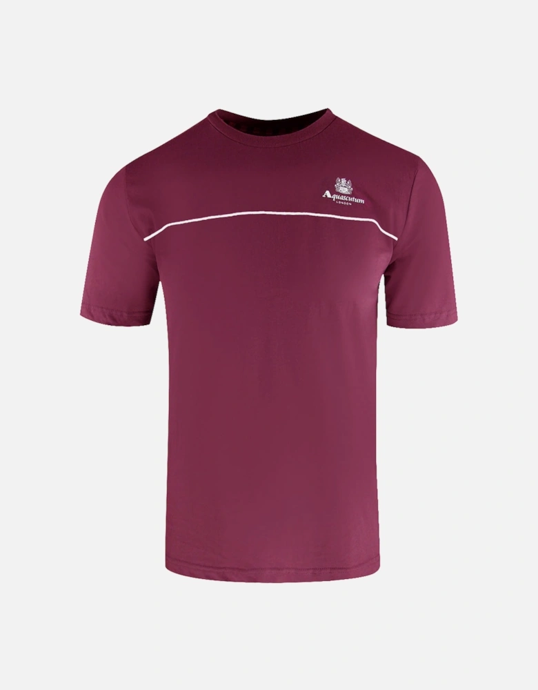 Active Piping Design Burgundy T-Shirt