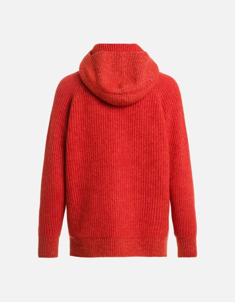 Tory Knitted Hoodie Comfort Fit Red Hoodie