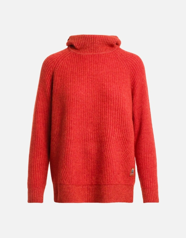 Tory Knitted Hoodie Comfort Fit Red Hoodie