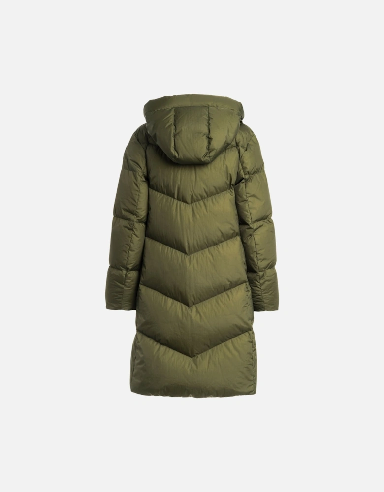 Rindou Rosemary Green Long Hooded Down Jacket