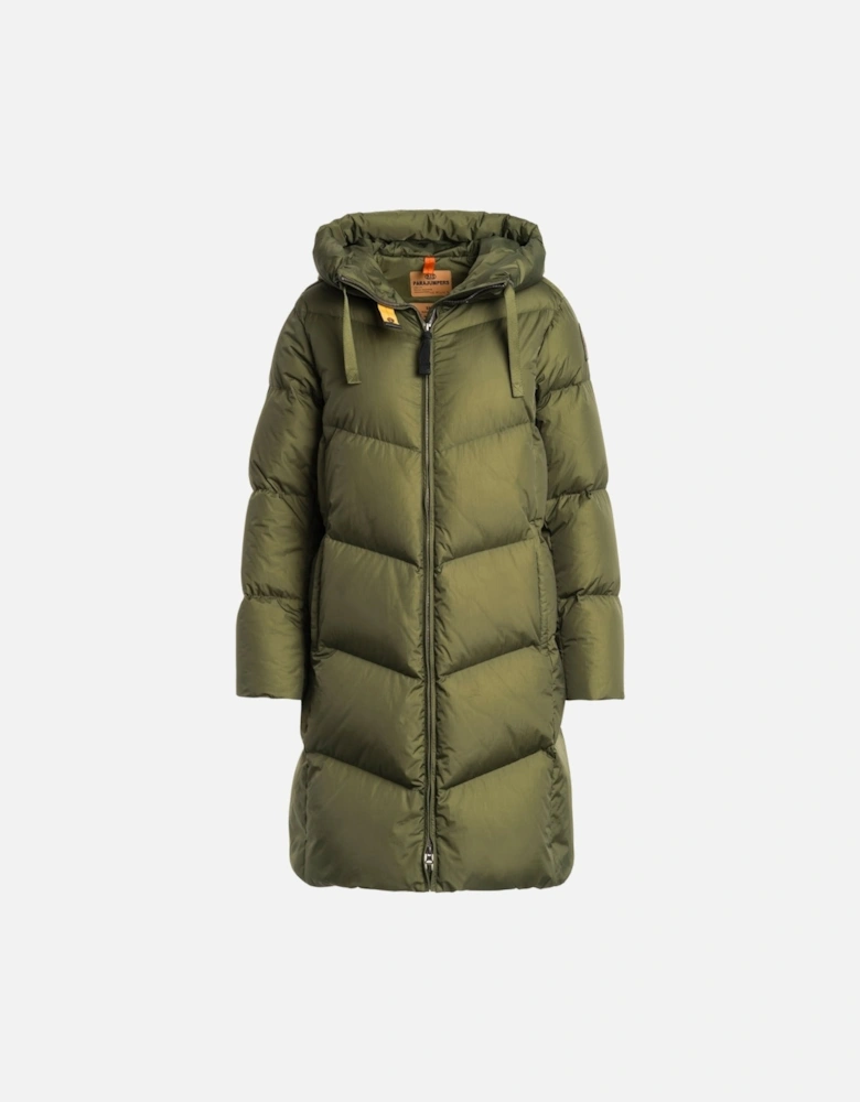 Rindou Rosemary Green Long Hooded Down Jacket
