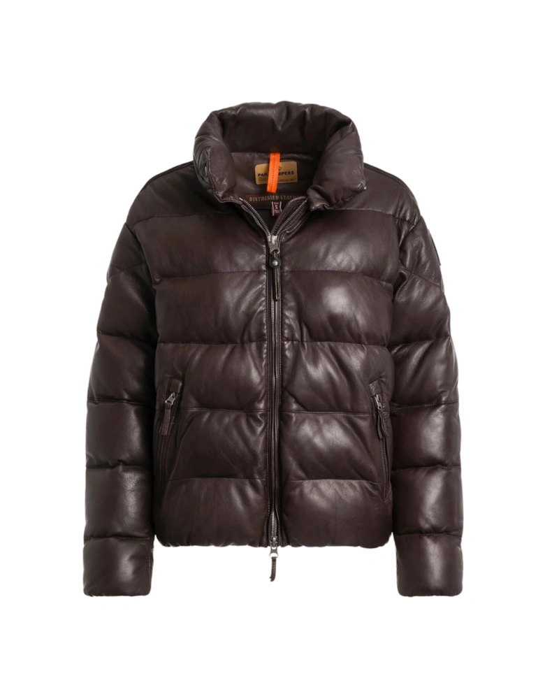 Pia Leather Obsidian Dark brown Padded Leather Jacket