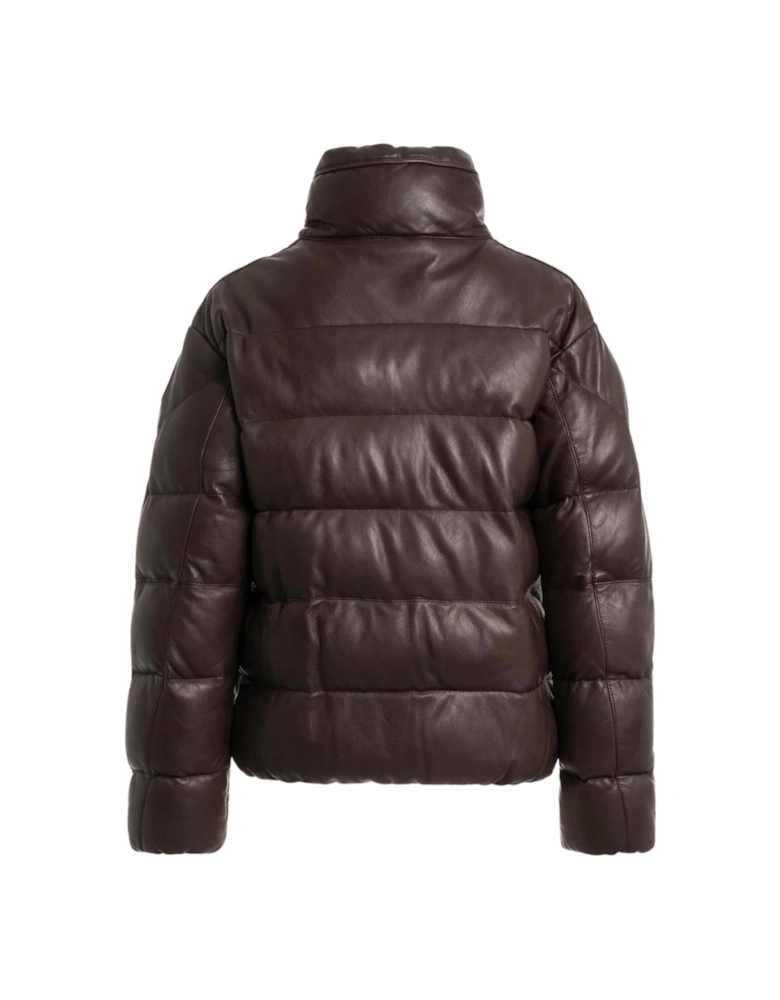 Pia Leather Obsidian Dark brown Padded Leather Jacket