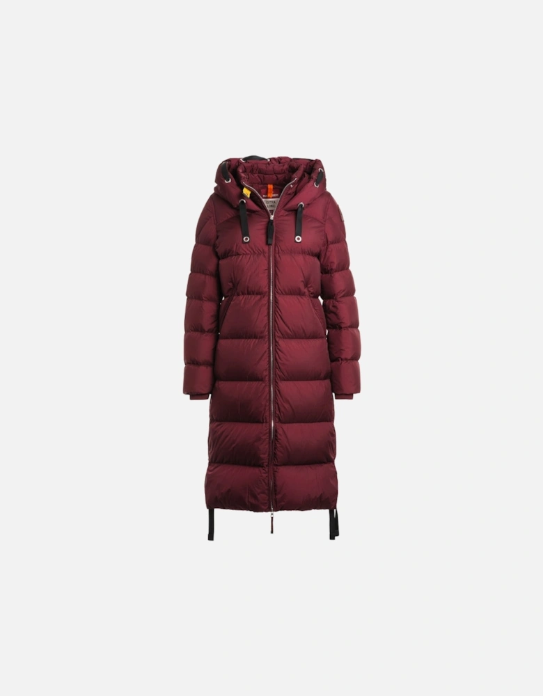 Panda Amarone Burgundy Long Hooded Down Jacket
