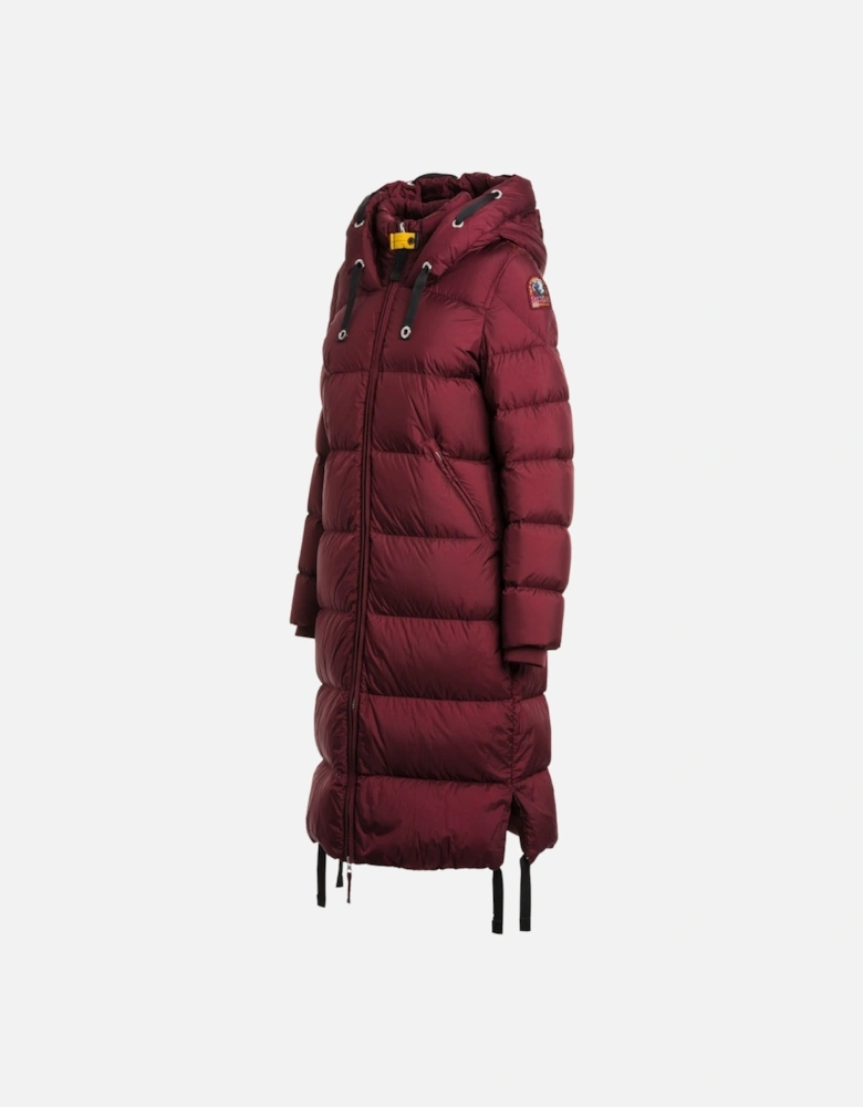 Panda Amarone Burgundy Long Hooded Down Jacket