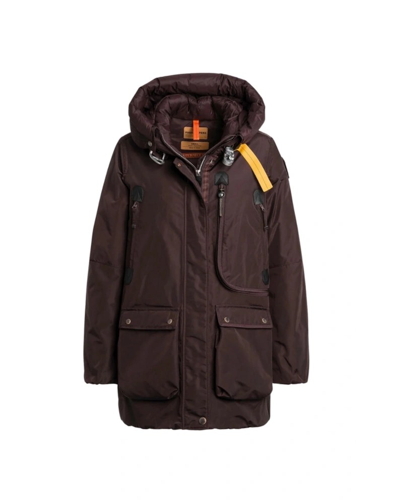 Maud Obsidian Dark Brown Long Down Jacket
