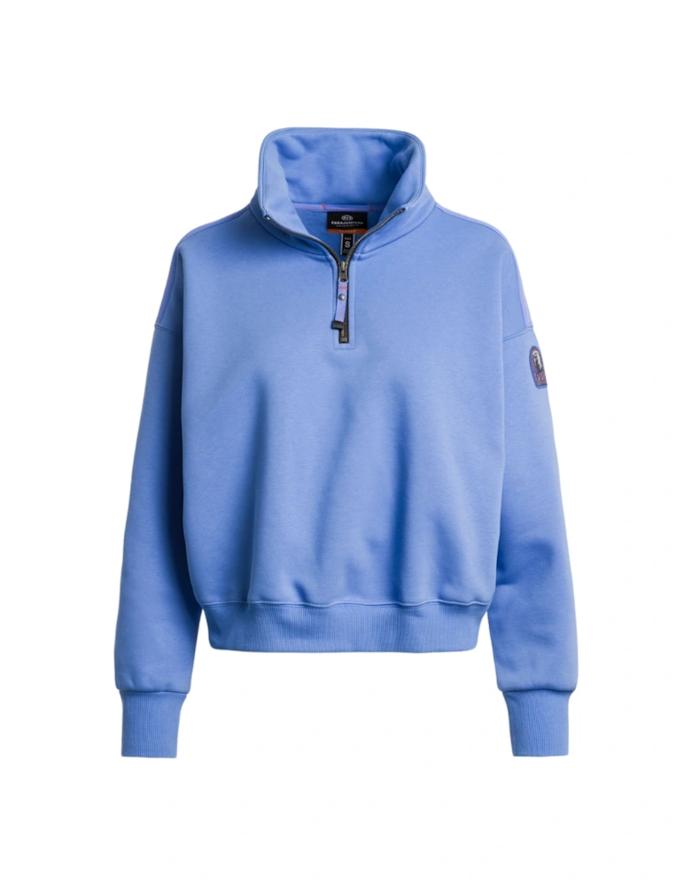 Box Fit Zendaya Cornflower Blue Quarter Zip Sweatshirt