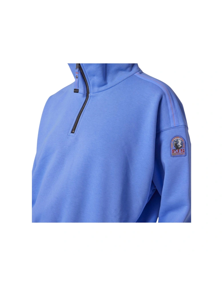 Box Fit Zendaya Cornflower Blue Quarter Zip Sweatshirt