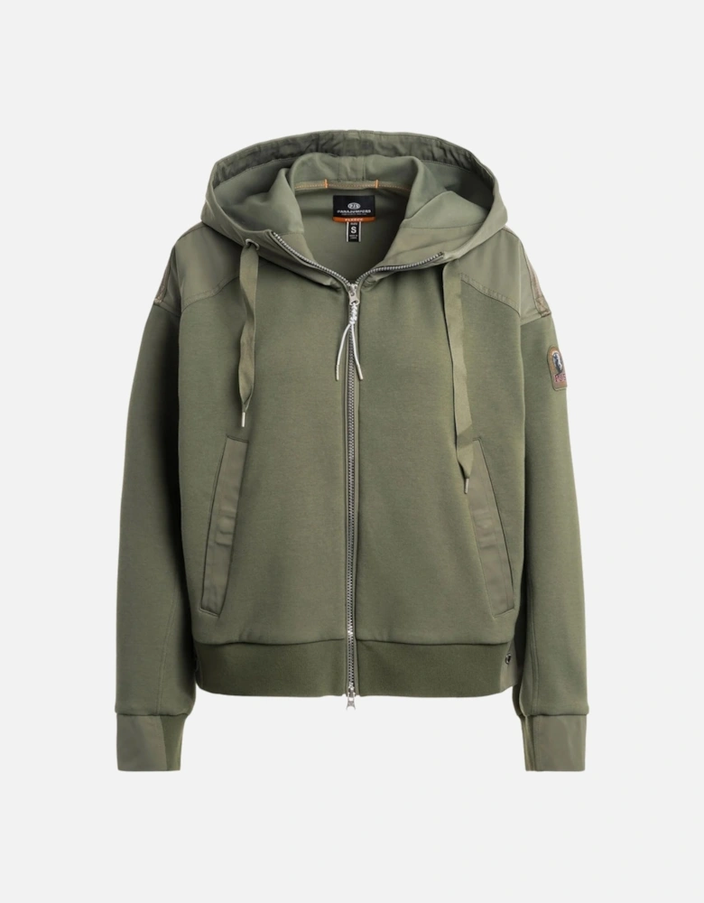 Kinga Thyme Green Hybrid Oversized Zip-Up Hoodie