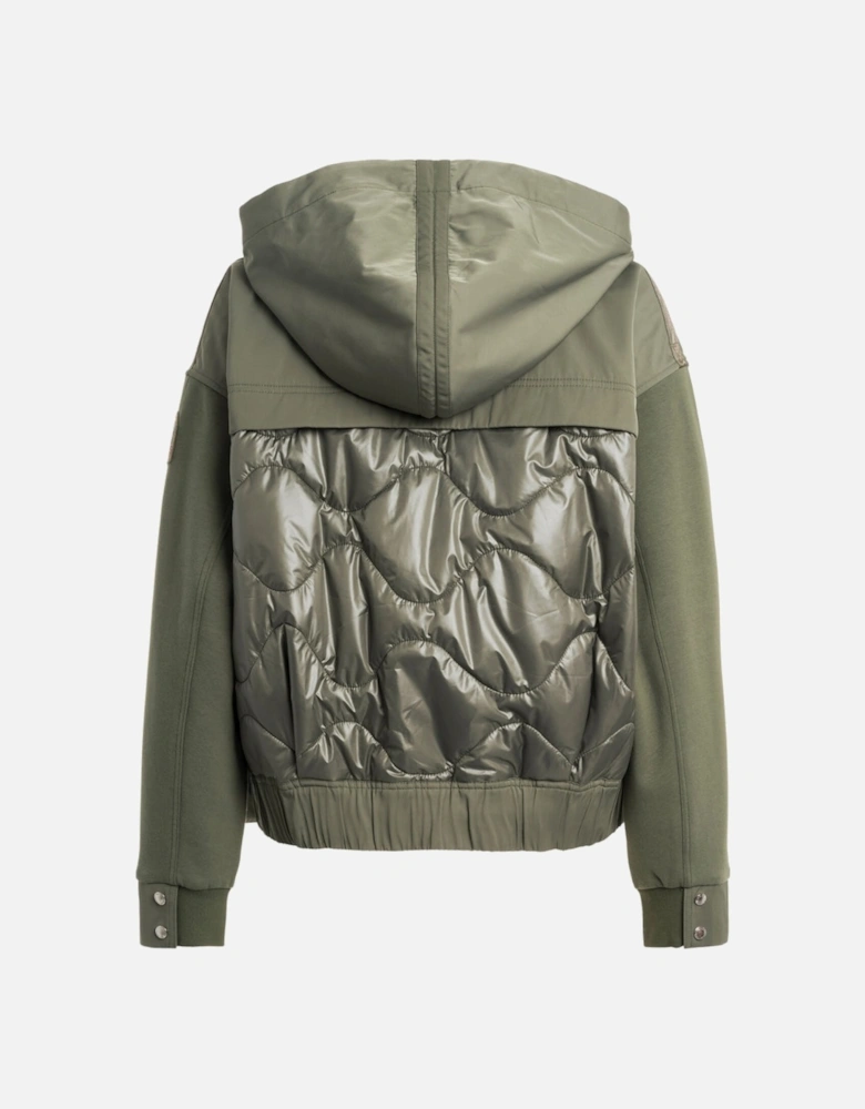 Kinga Thyme Green Hybrid Oversized Zip-Up Hoodie