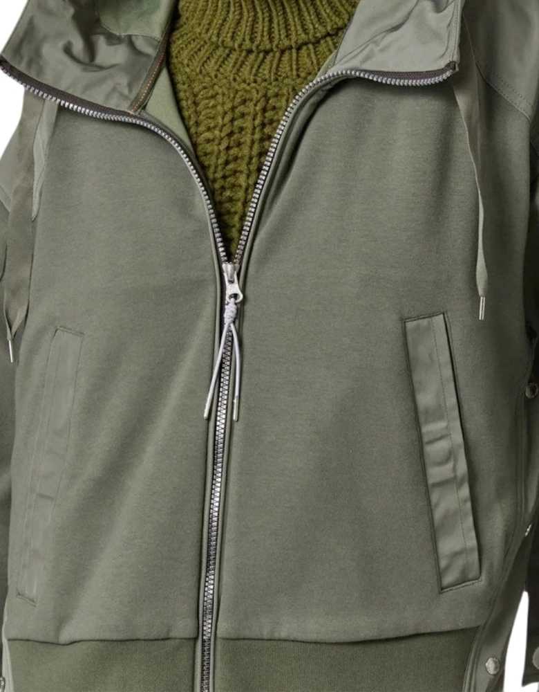 Kinga Thyme Green Hybrid Oversized Zip-Up Hoodie