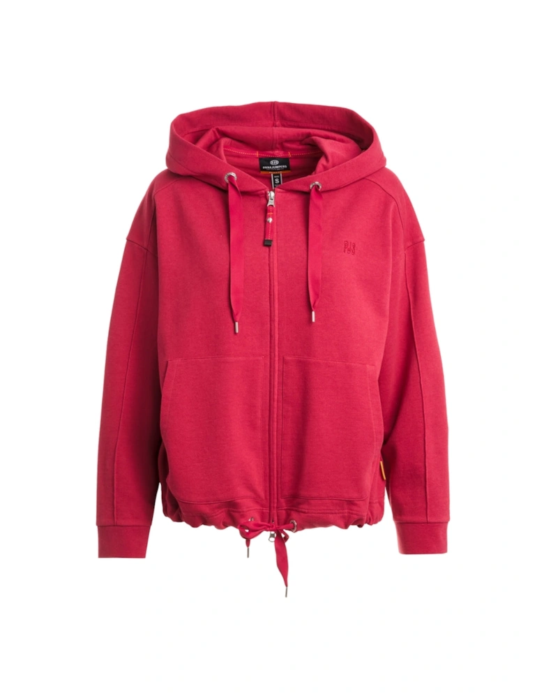 May Cerise Red Oversized Zip-Up Hoodie