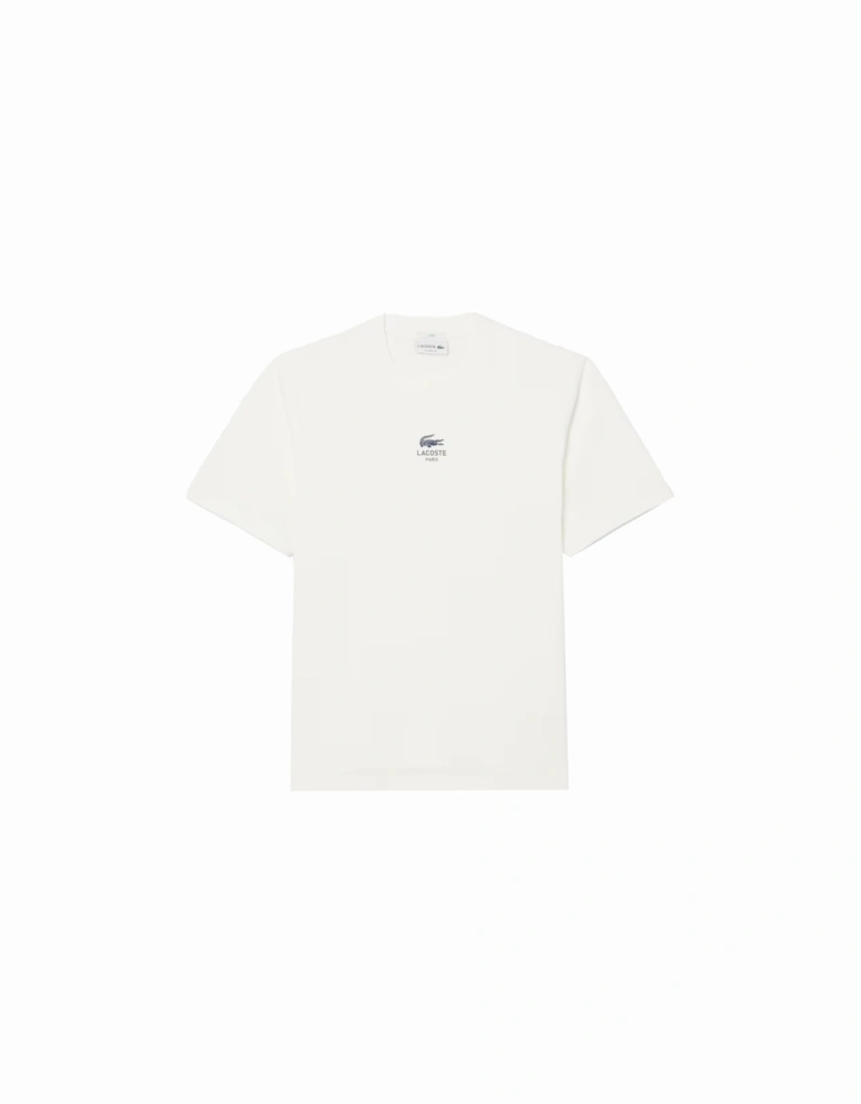 Signature Small Crocodile Print Cotton T-Shirt White