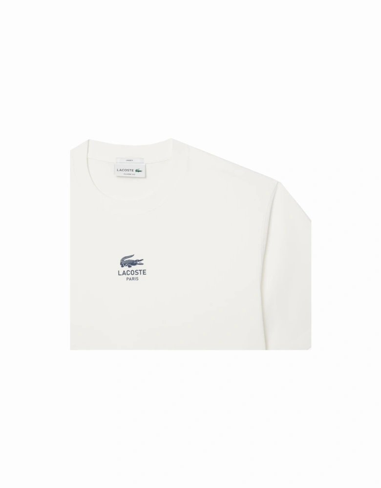 Signature Small Crocodile Print Cotton T-Shirt White