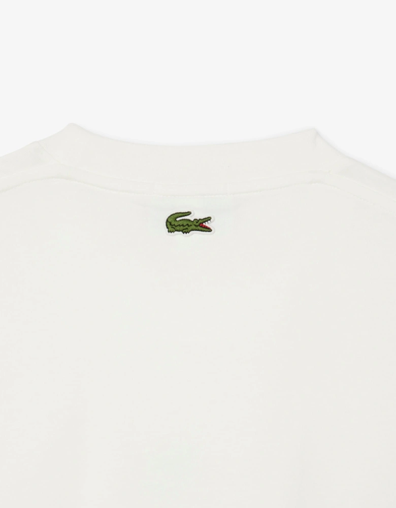 Signature Small Crocodile Print Cotton T-Shirt White