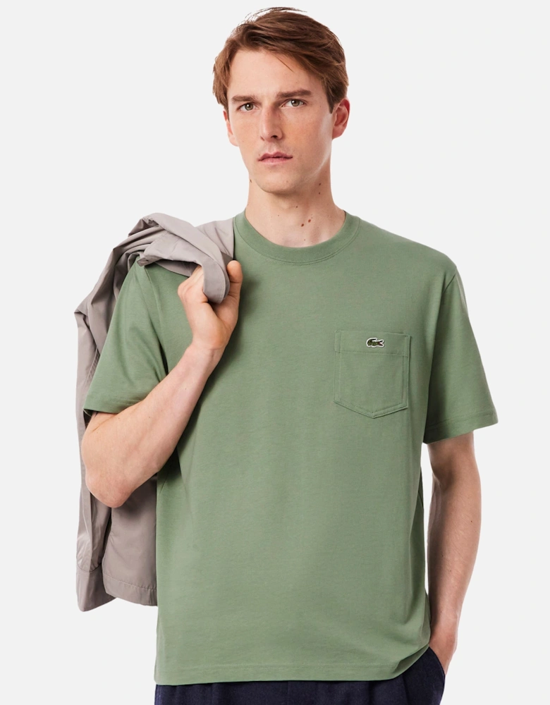 Chest Pocket Cotton T-Shirt Pastel Green