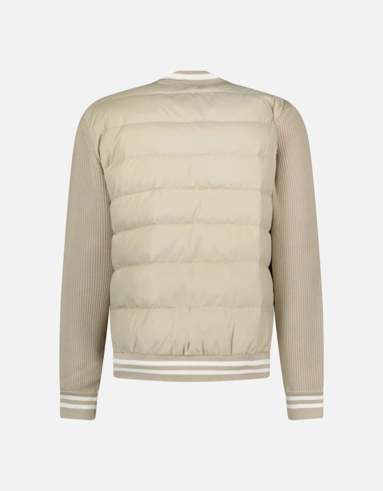 Padded Zip-Up Cardigan Jacket in Beige