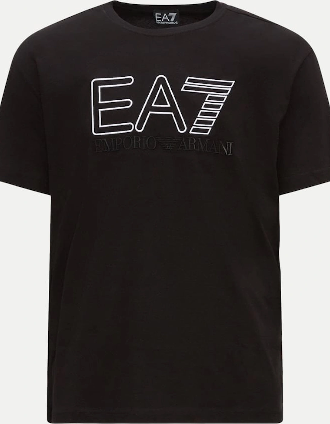 Ea7 Men's Black Embroidered Logo T Shirt  42 Extra Large
