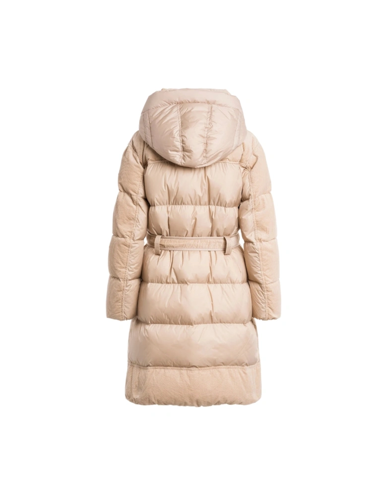Interstellar Sunkissed Beige Comfort Fit Long Hooded Down Jacket