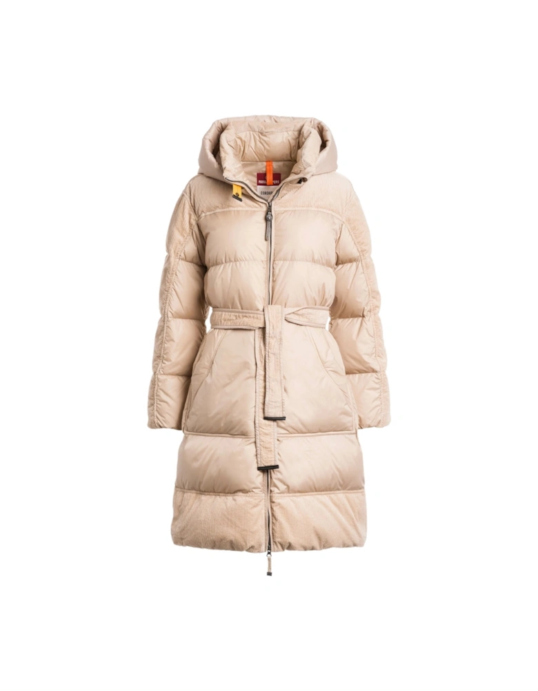 Interstellar Sunkissed Beige Comfort Fit Long Hooded Down Jacket