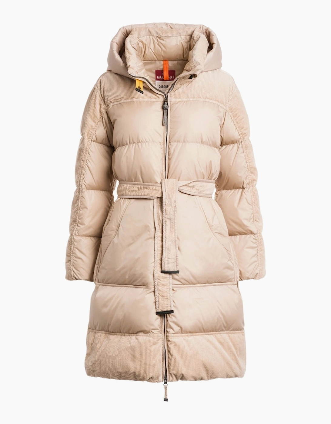 Women's Parajumpers Interstellar Sunkissed Beige Comfort Fit Long Hooded Down Jacket - Tan - Size: 10/8