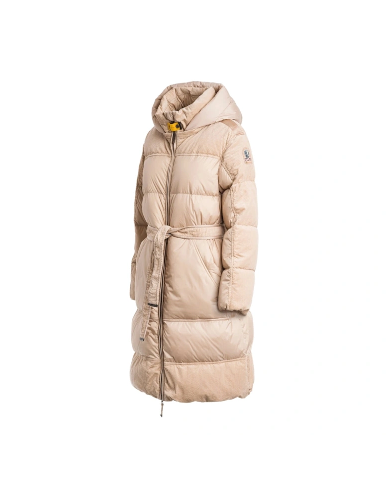 Interstellar Sunkissed Beige Comfort Fit Long Hooded Down Jacket