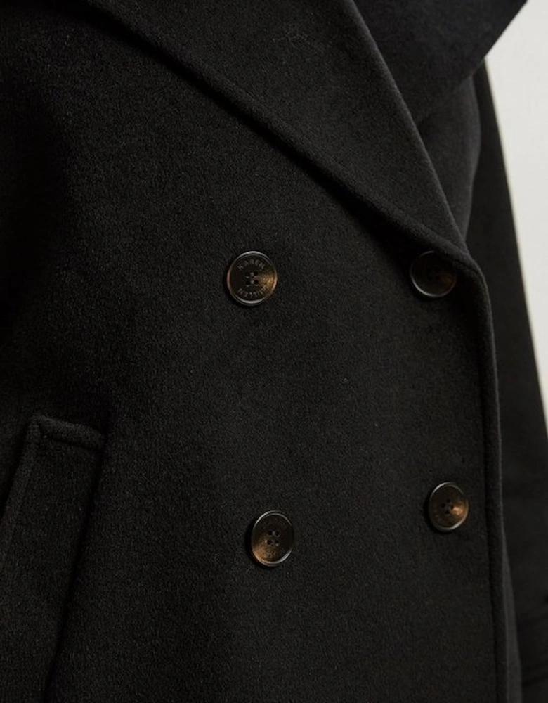 Tailored Brushed Wool Double Breasted Short Pea Coat