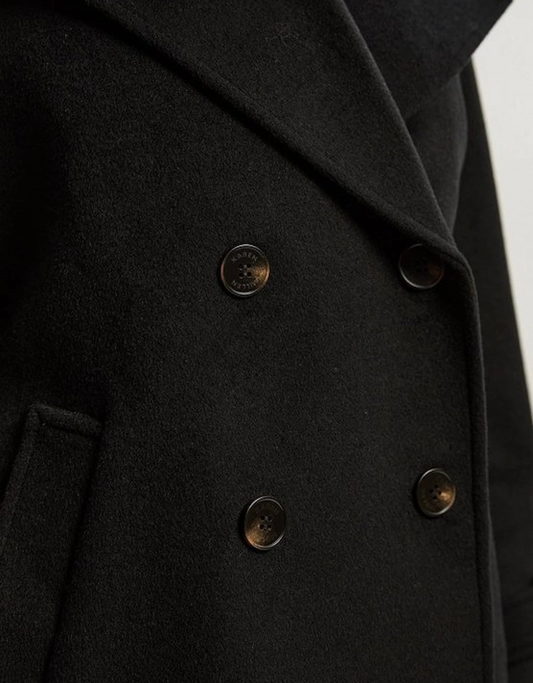 Tailored Brushed Wool Double Breasted Short Pea Coat
