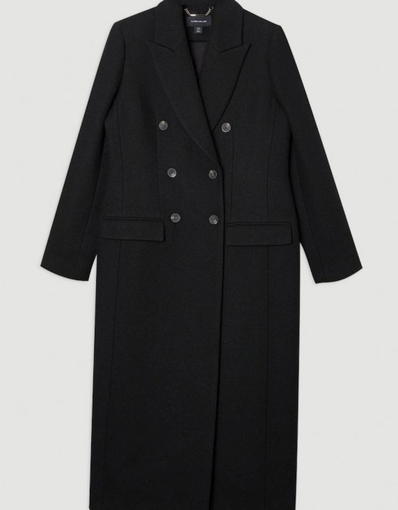 Wool Double Breasted Tailored Midi Coat