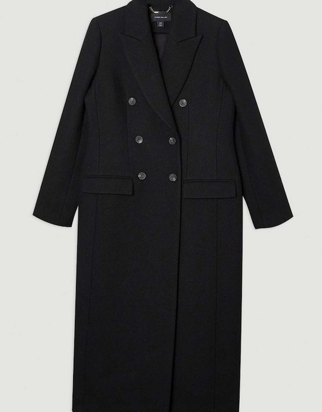 Wool Double Breasted Tailored Midi Coat