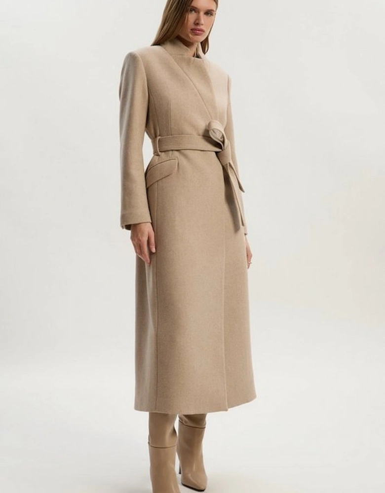 Wool Investment Notch Neck Tailored Maxi Coat