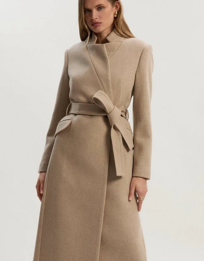 Wool Investment Notch Neck Tailored Maxi Coat