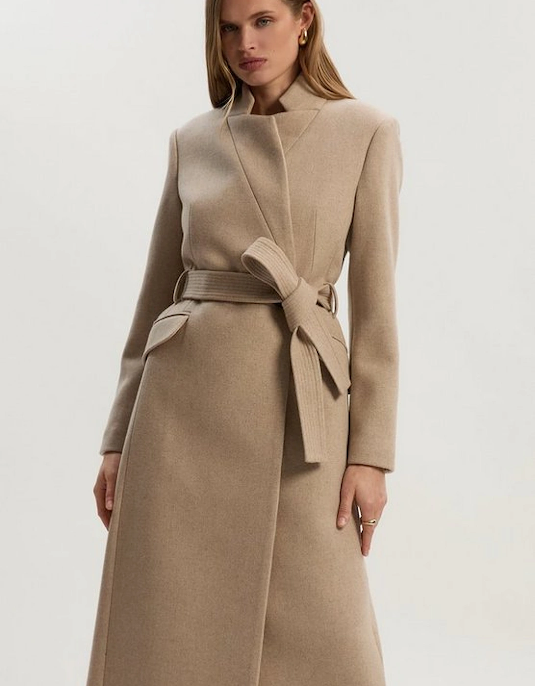 Wool Investment Notch Neck Tailored Maxi Coat