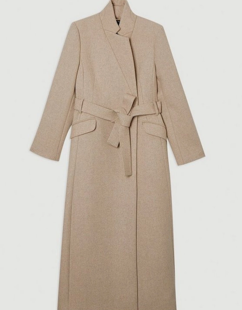 Wool Investment Notch Neck Tailored Maxi Coat