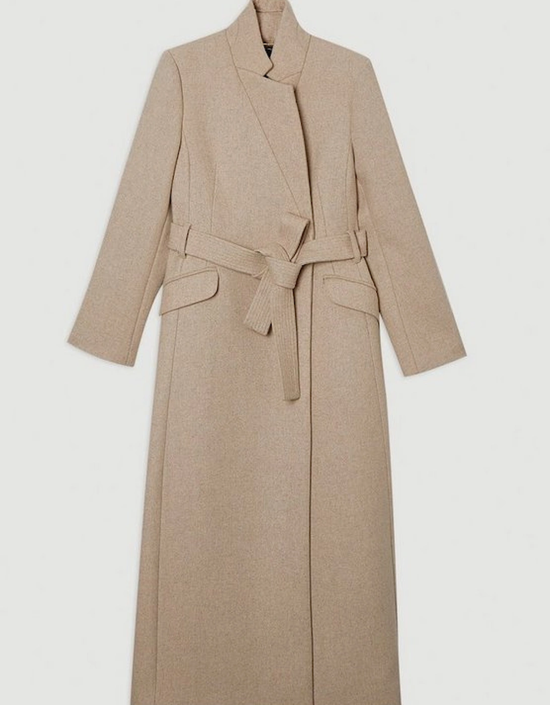 Wool Investment Notch Neck Tailored Maxi Coat