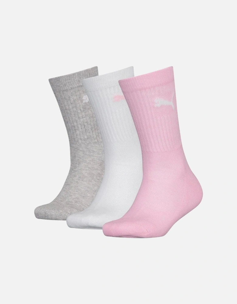 3-Pack Girl's Sports Socks, Rose Water