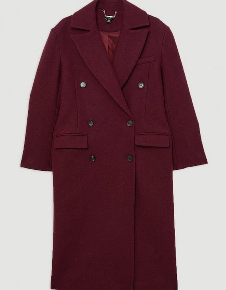Wool Double Breasted Tailored Midi Coat