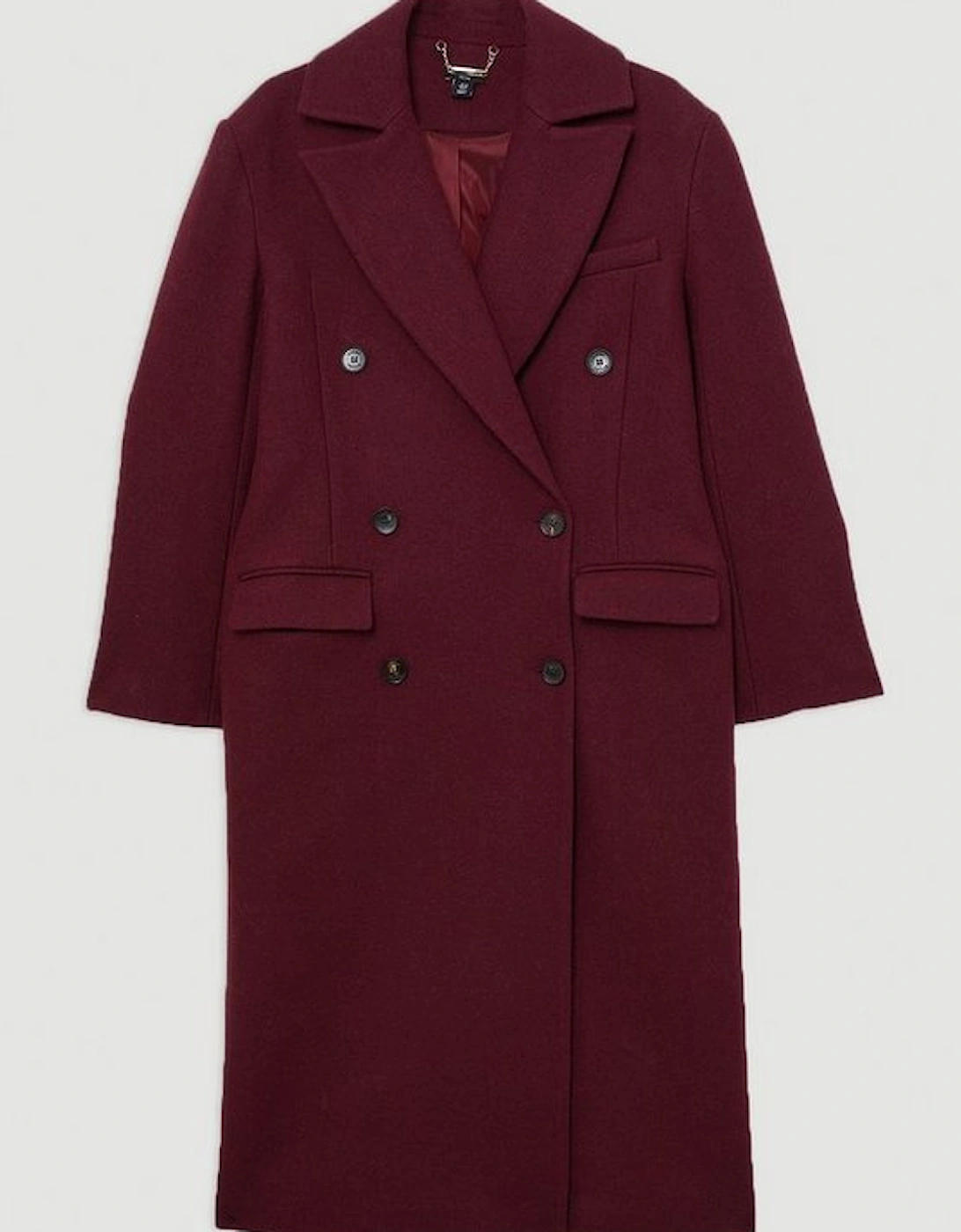 Wool Double Breasted Tailored Midi Coat