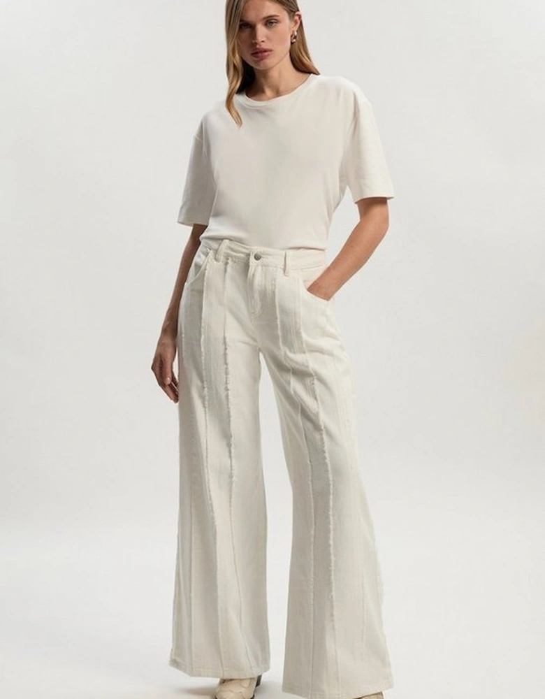 Denim Tassel Detail Wide Leg Jeans