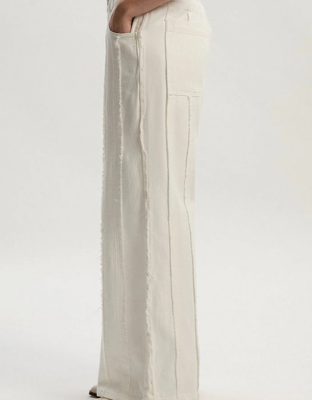 Denim Tassel Detail Wide Leg Jeans