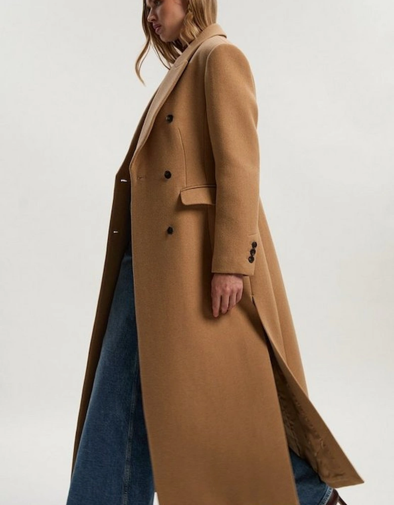 Wool Double Breasted Tailored Maxi Coat