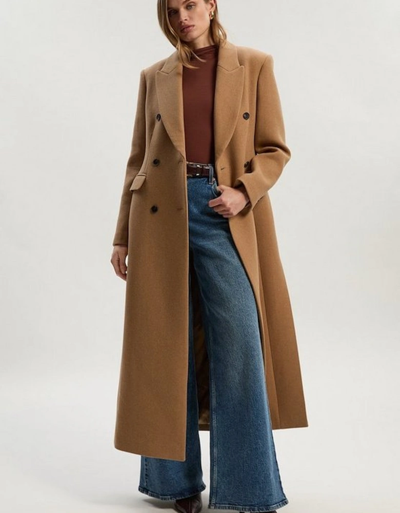 Wool Double Breasted Tailored Maxi Coat