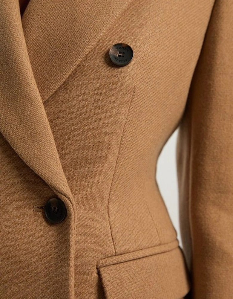 Wool Double Breasted Tailored Maxi Coat