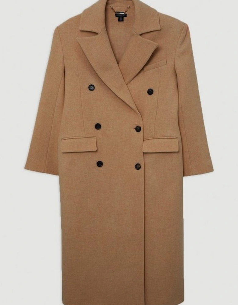 Wool Double Breasted Tailored Maxi Coat