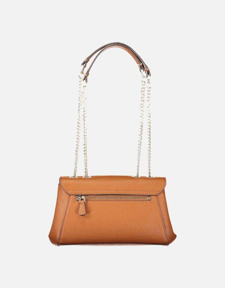 Dual Chain Shoulder Handle Handbag with Zip Closure Women - Brown