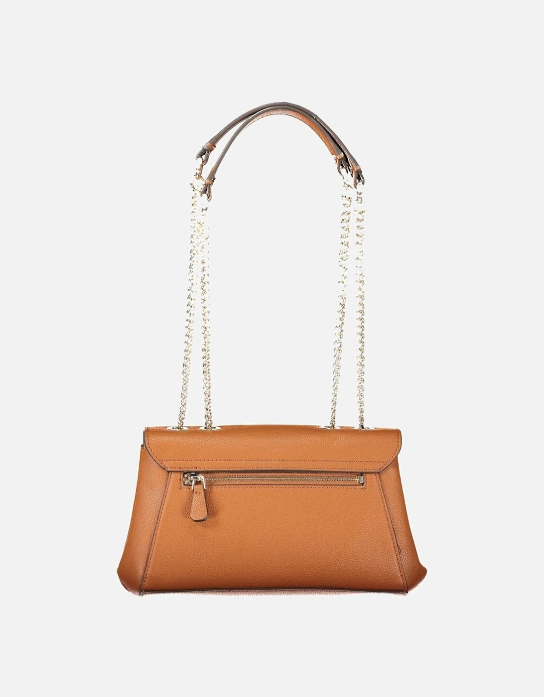 Dual Chain Shoulder Handle Handbag with Zip Closure Women - Brown