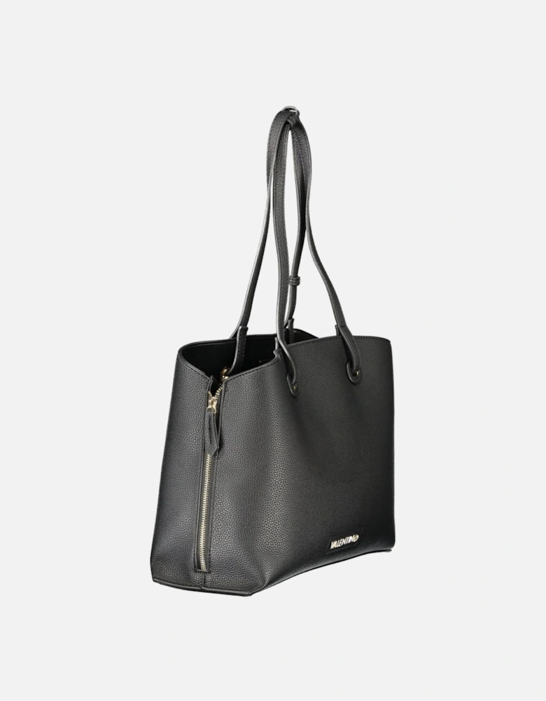Expandable Zip Design Handbag with Refined Compartments Women - Black
